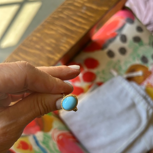 Vintage 9k gold turquoise oval ring. Size 8 - Picture 8 of 8